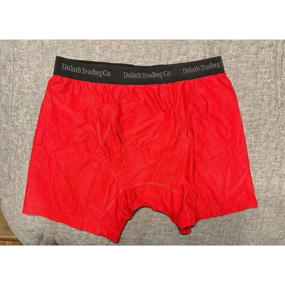 Two (2) Duluth Trading Co Red & Green Short Boxer Briefs Men Size L NEW